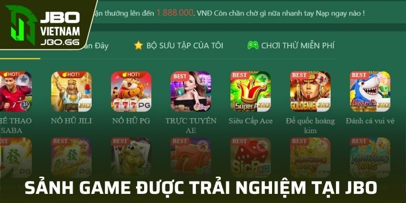 Chuyên mục game được trải nghiệm sau khi đăng nhập JBO